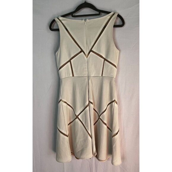 Aidan Mattox Sleeveless Mesh-Inset Cocktail Mini Dress Eggshell White Tan Size 2 - Picture 5 of 11